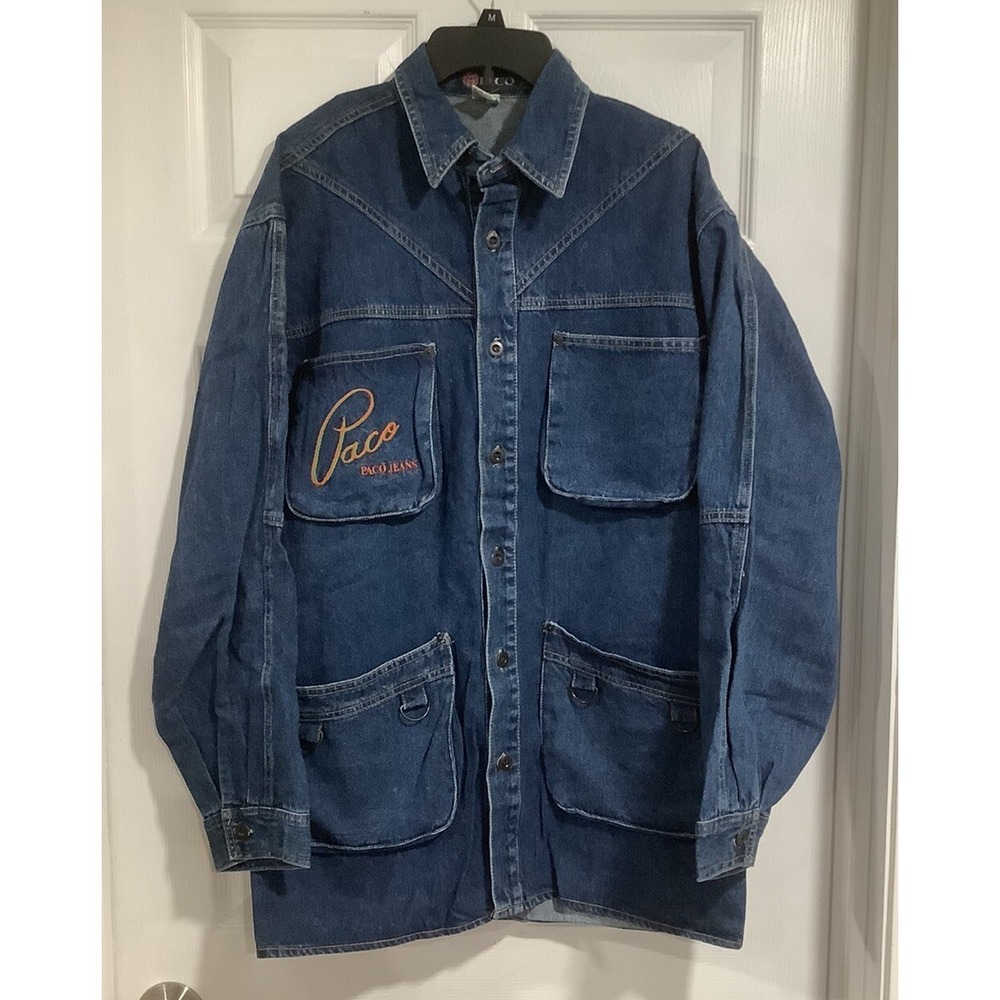 Vintage PACO Jeans Denim Jacket Mens M Lined Quilted Warm Dark Wash 90s